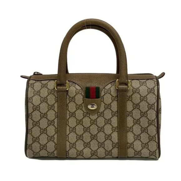 Gucci Handbags - 100% Auth GUCCI Old Gucci/GG Plus/GG Supreme/Sherry (Web) - Beige DarkBrownMulti